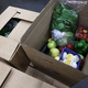 Content of a food box is seen during a tour at the distribution center of Coastal Sunbelt Produce May 15, 2020 in Laurel, Maryland.